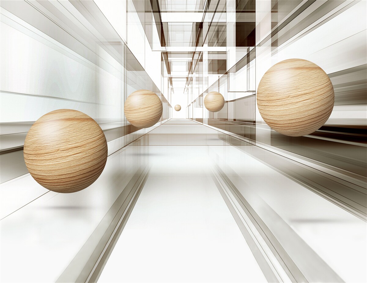 Fototapeta drevené gule lietajú donekonečna