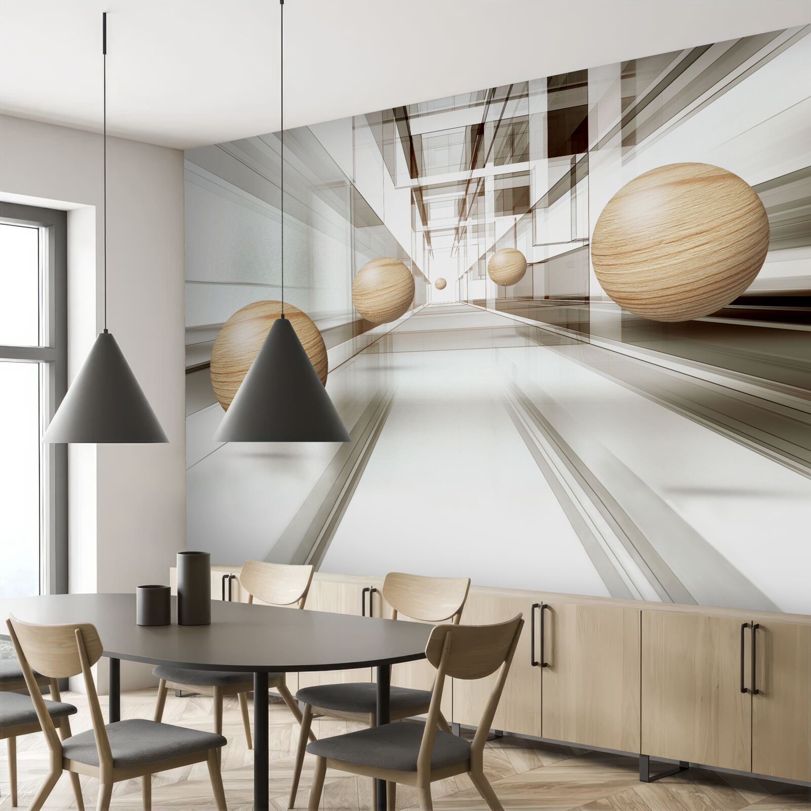 Fototapeta drevené gule lietajú donekonečna