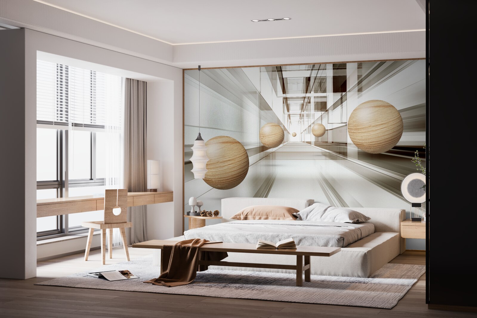 Fototapeta drevené gule lietajú donekonečna