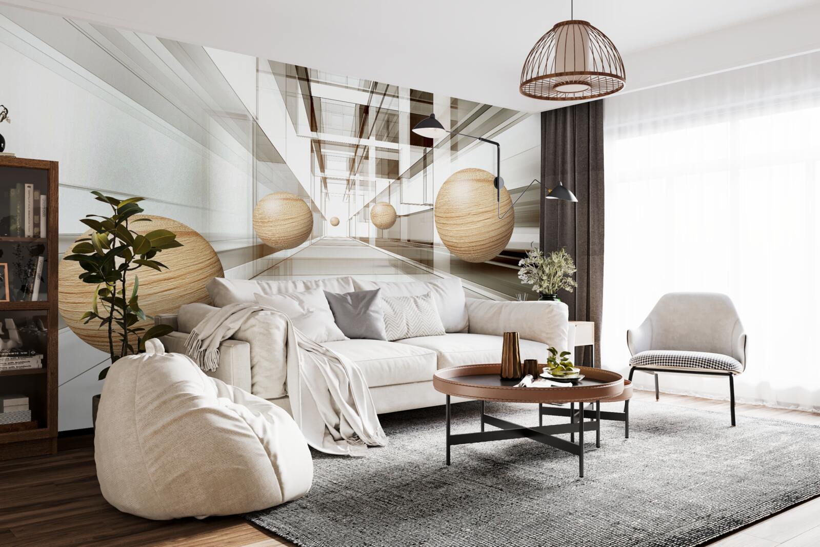 Fototapeta drevené gule lietajú donekonečna