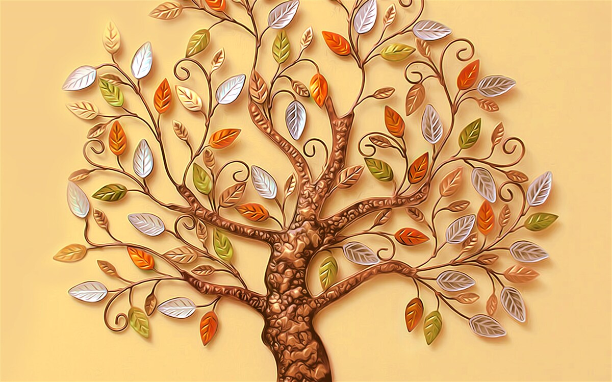 Fototapeta strom je oblečený v jesennej listovej abstrakcii