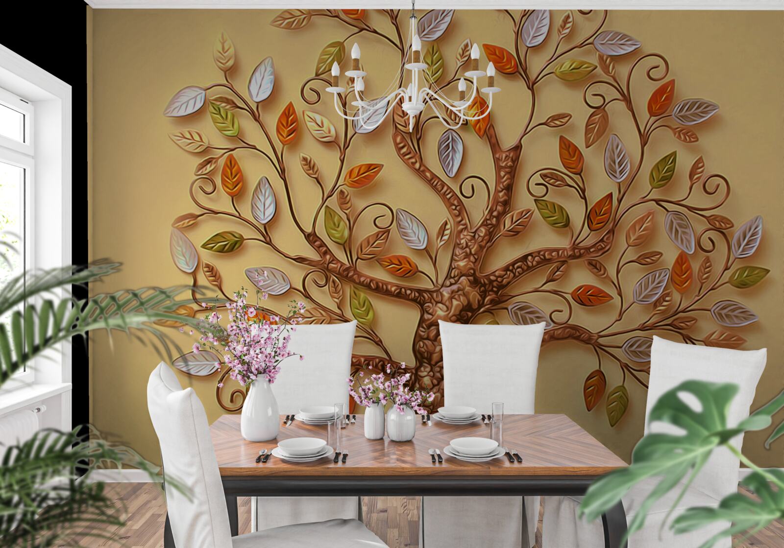 Fototapeta strom je oblečený v jesennej listovej abstrakcii