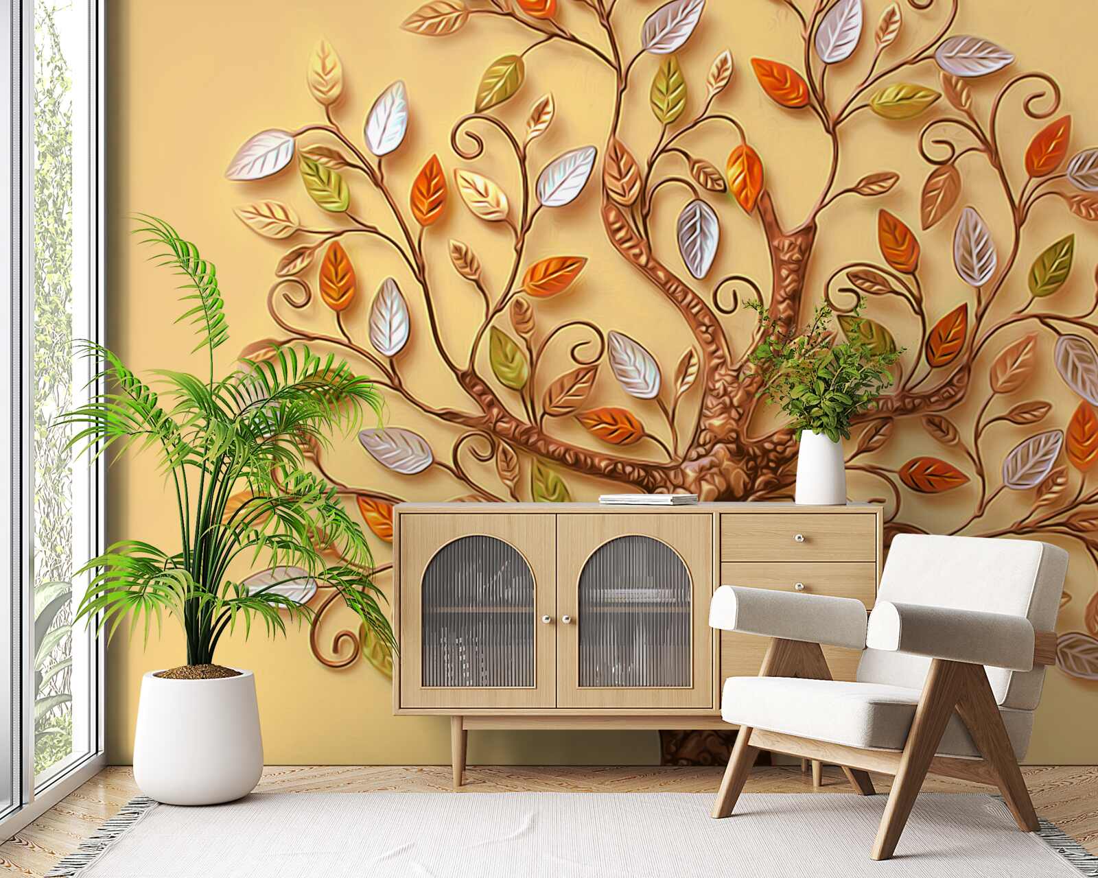 Fototapeta strom je oblečený v jesennej listovej abstrakcii