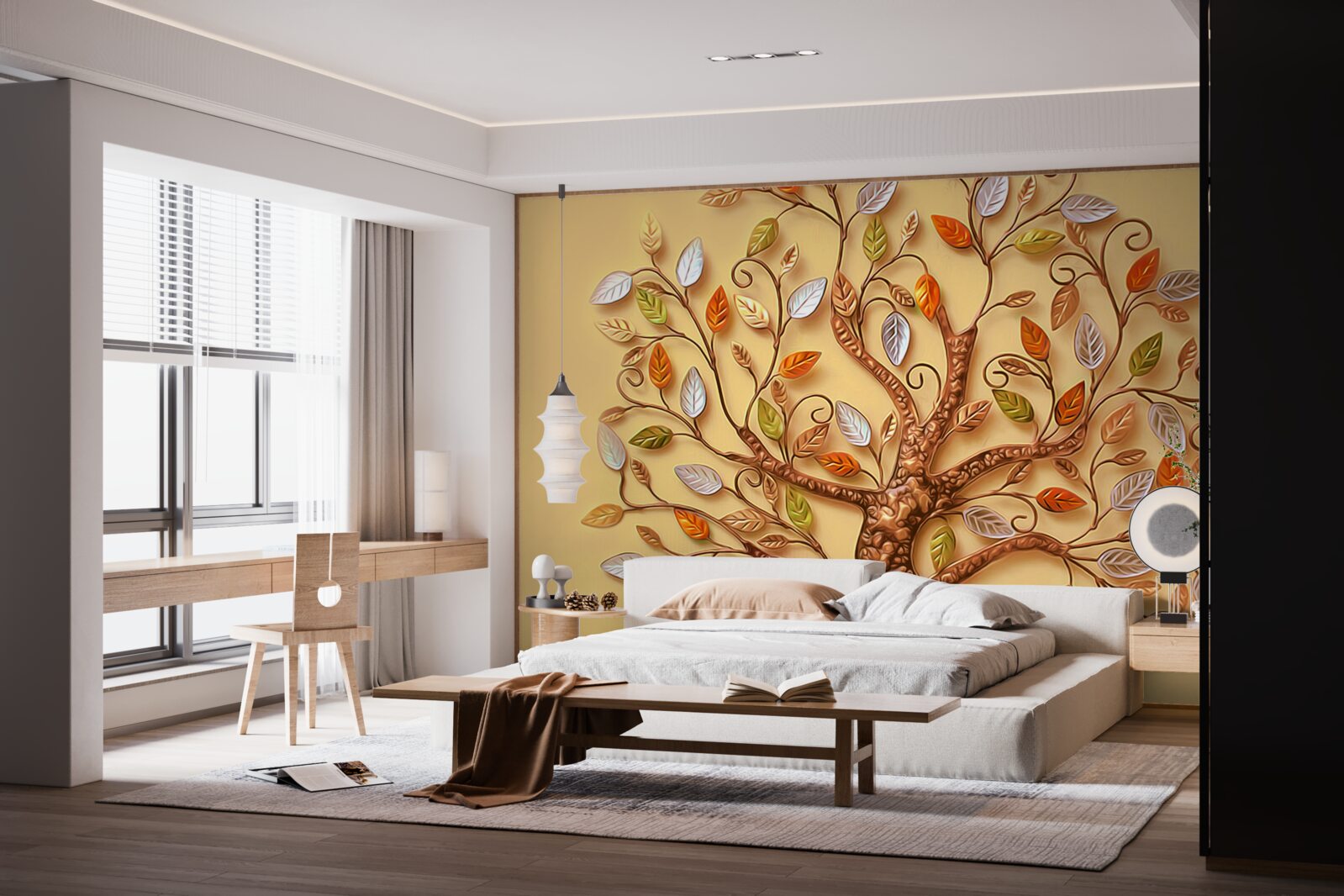 Fototapeta strom je oblečený v jesennej listovej abstrakcii