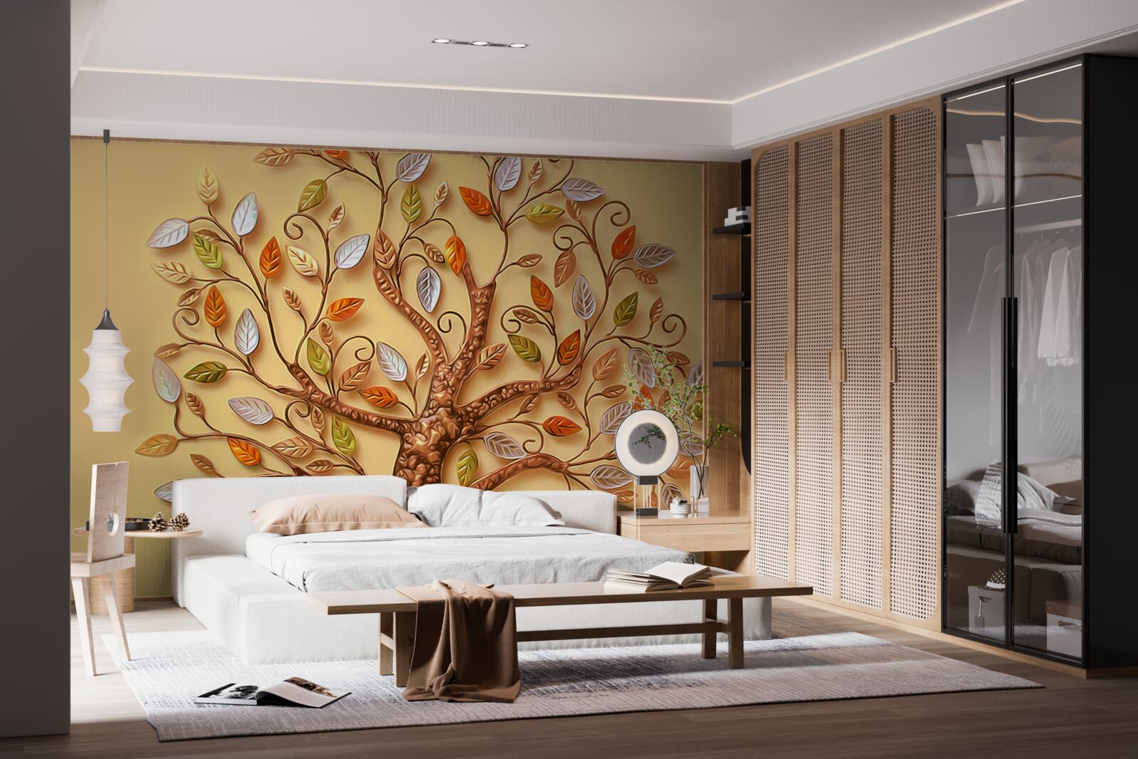 Fototapeta strom je oblečený v jesennej listovej abstrakcii