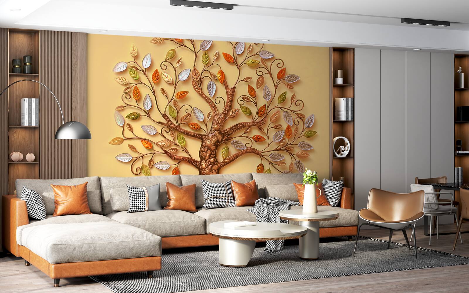 Fototapeta strom je oblečený v jesennej listovej abstrakcii