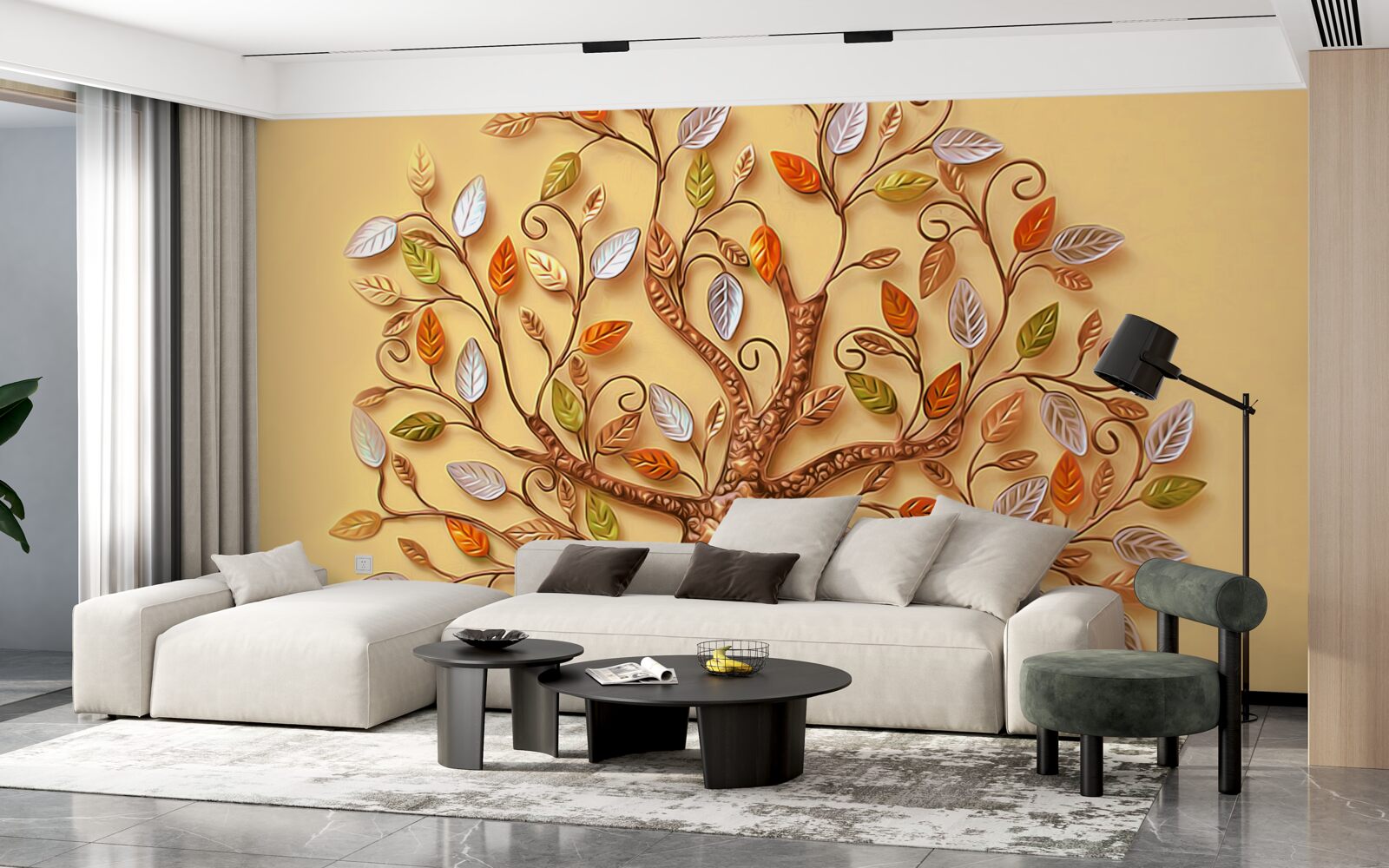 Fototapeta strom je oblečený v jesennej listovej abstrakcii