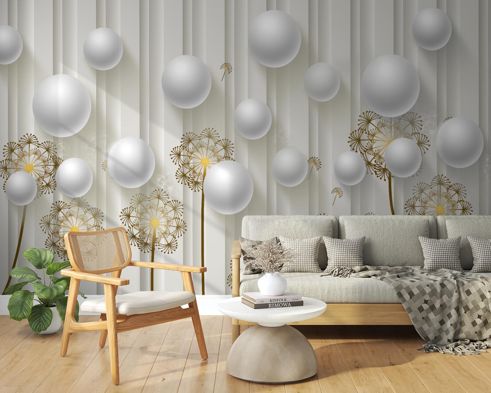 Fototapeta vo vzduchu plávajú zlaté púčiky a biele perly