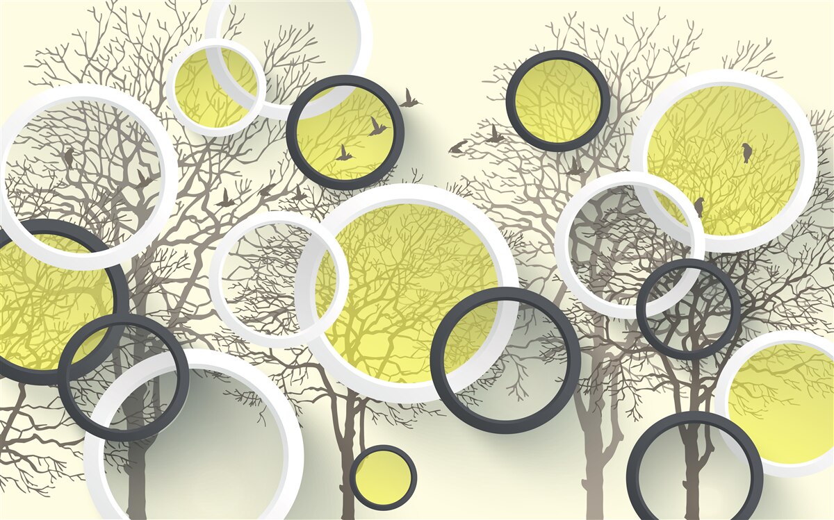 Fototapeta kruhy šošoviek odrážajú štruktúru stromov