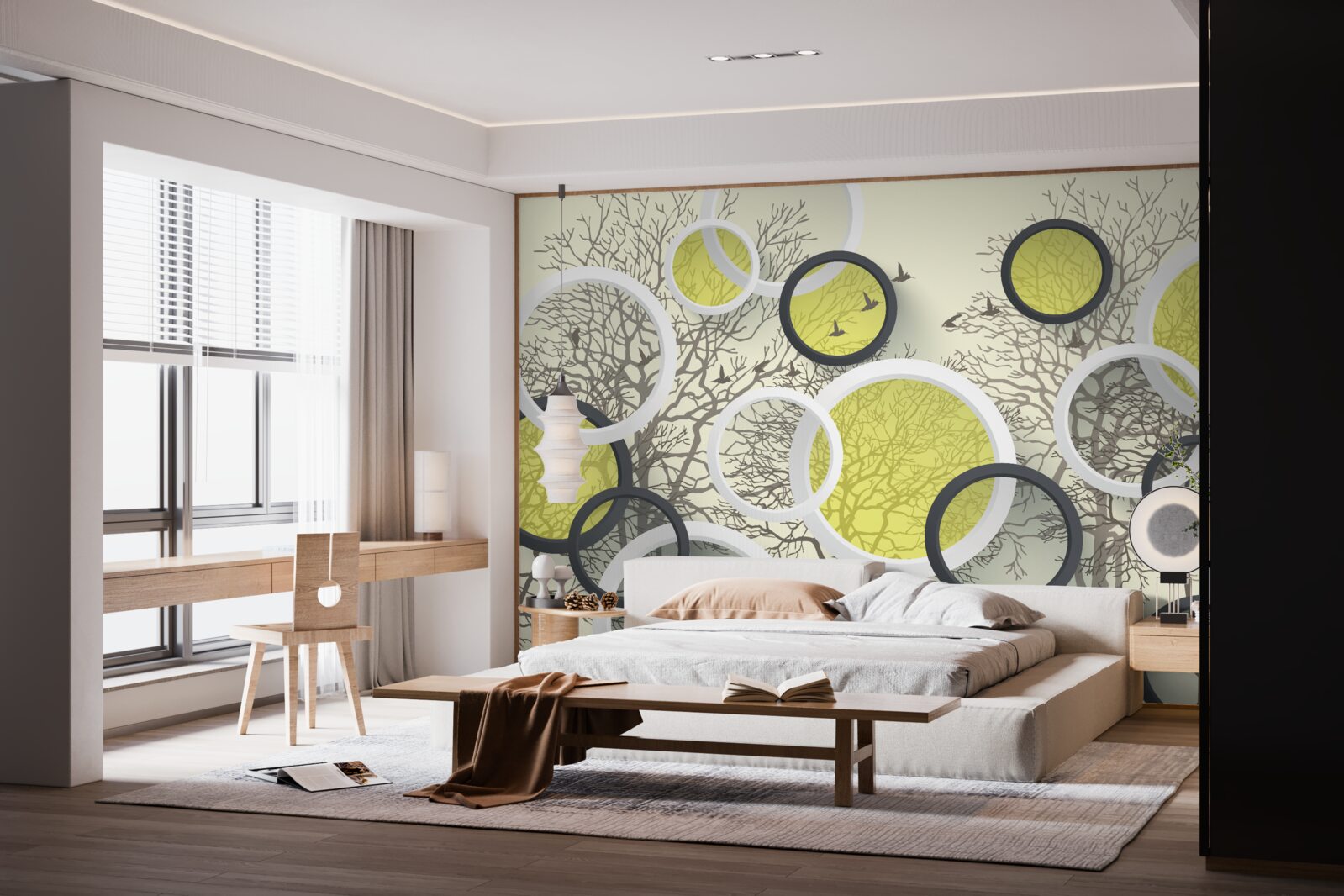 Fototapeta kruhy šošoviek odrážajú štruktúru stromov