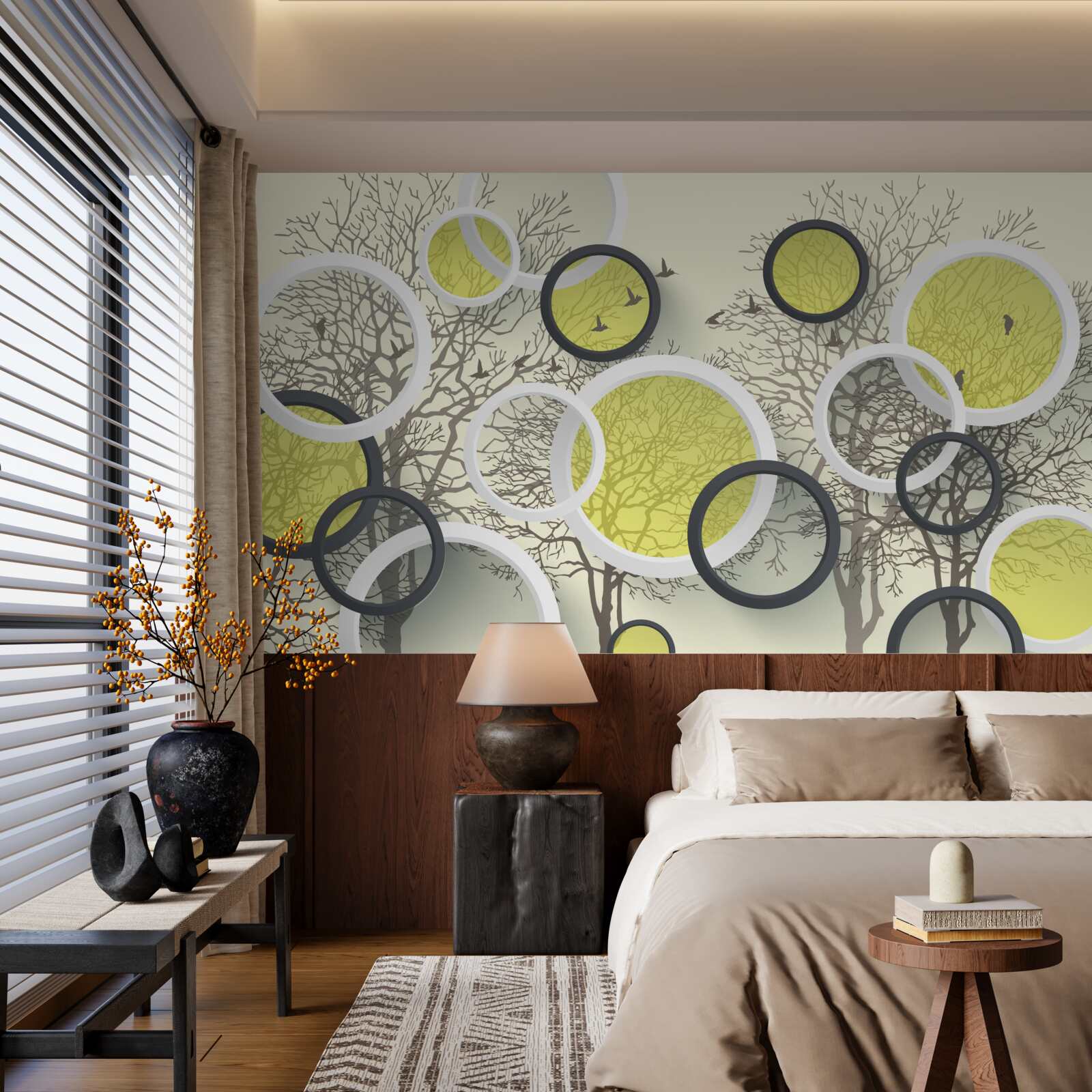 Fototapeta kruhy šošoviek odrážajú štruktúru stromov