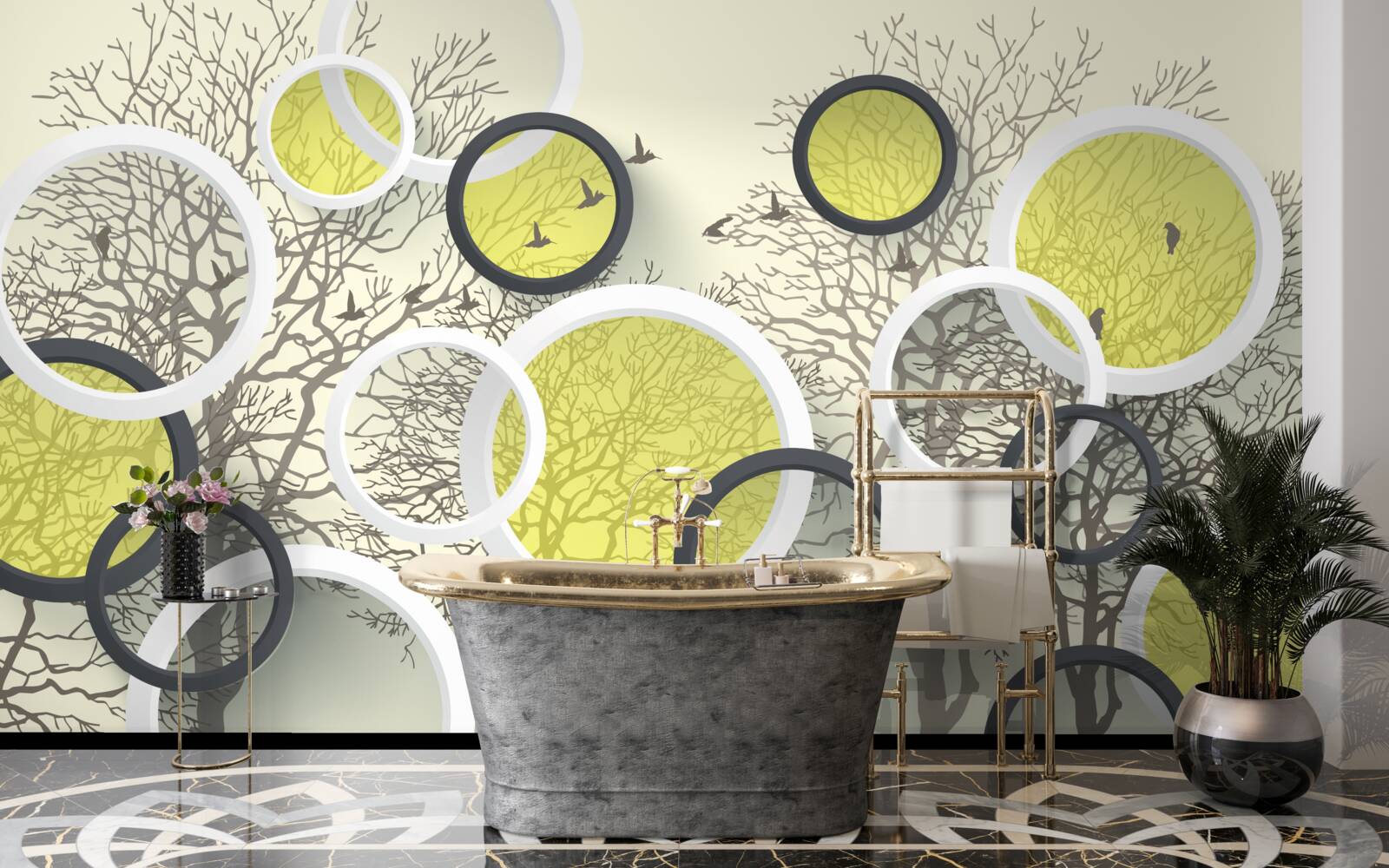 Fototapeta kruhy šošoviek odrážajú štruktúru stromov