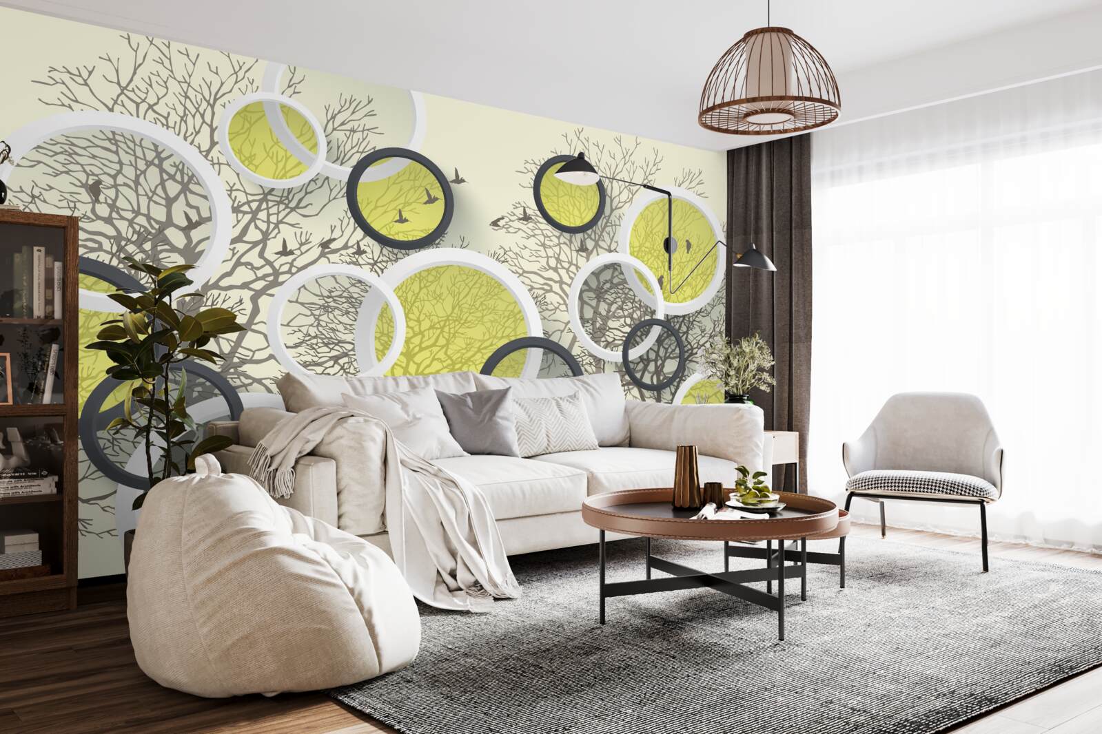 Fototapeta kruhy šošoviek odrážajú štruktúru stromov