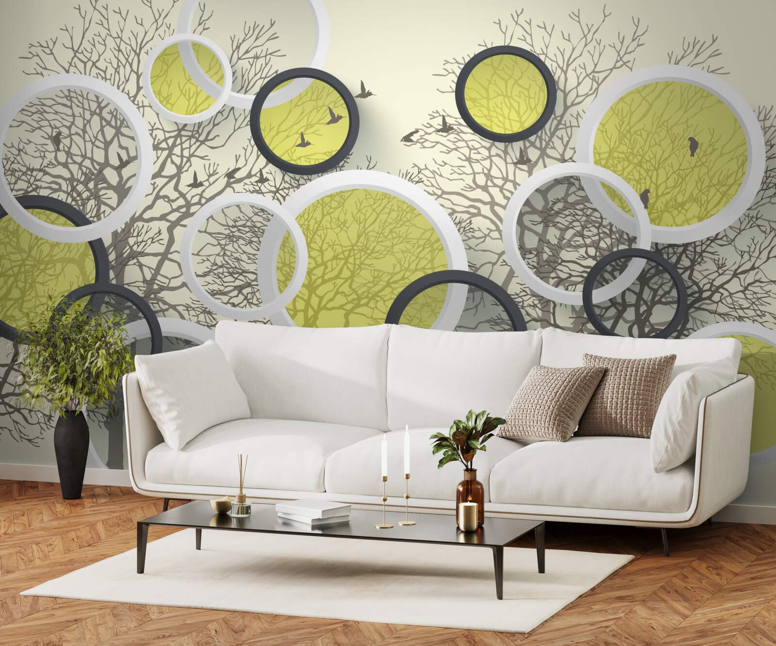 Fototapeta kruhy šošoviek odrážajú štruktúru stromov