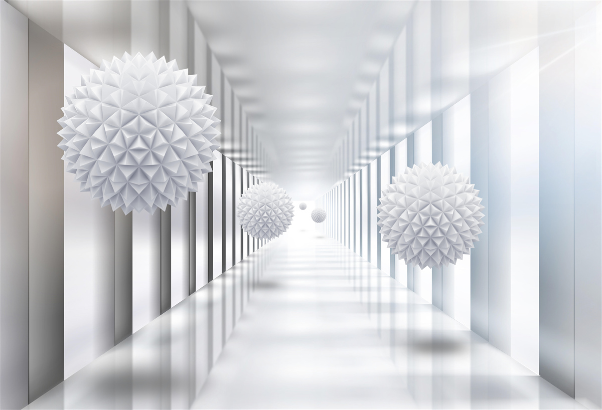 Fototapeta obdĺžnikový tunel a guľa v hĺbkovej perspektíve