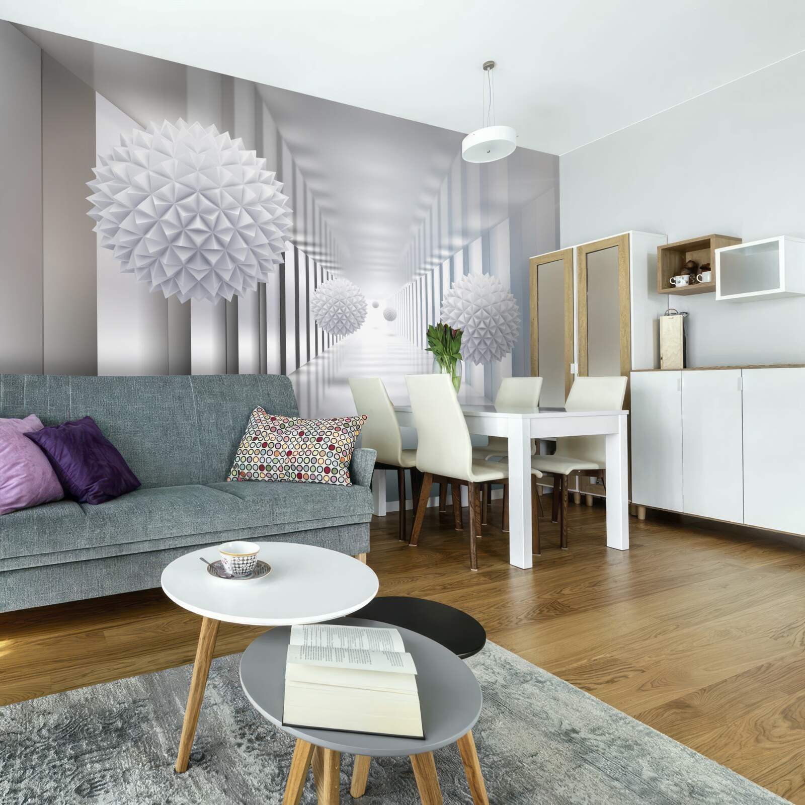 Fototapeta obdĺžnikový tunel a guľa v hĺbkovej perspektíve