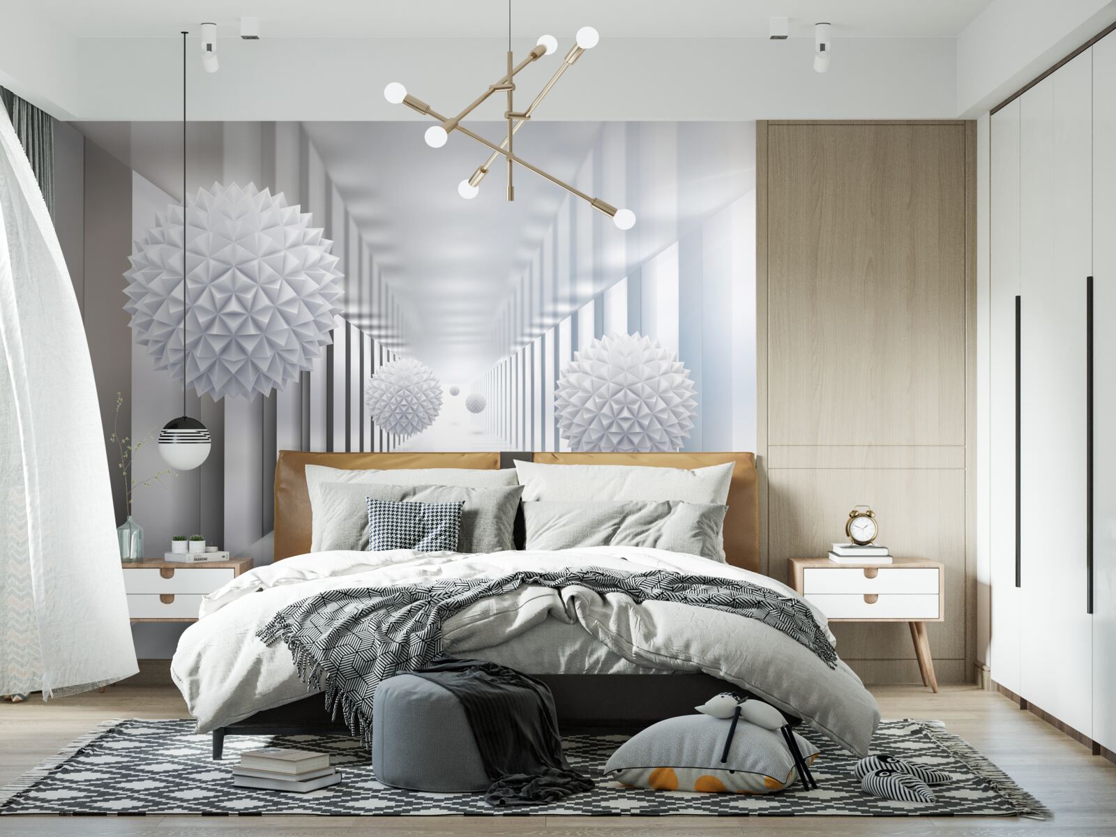 Fototapeta obdĺžnikový tunel a guľa v hĺbkovej perspektíve