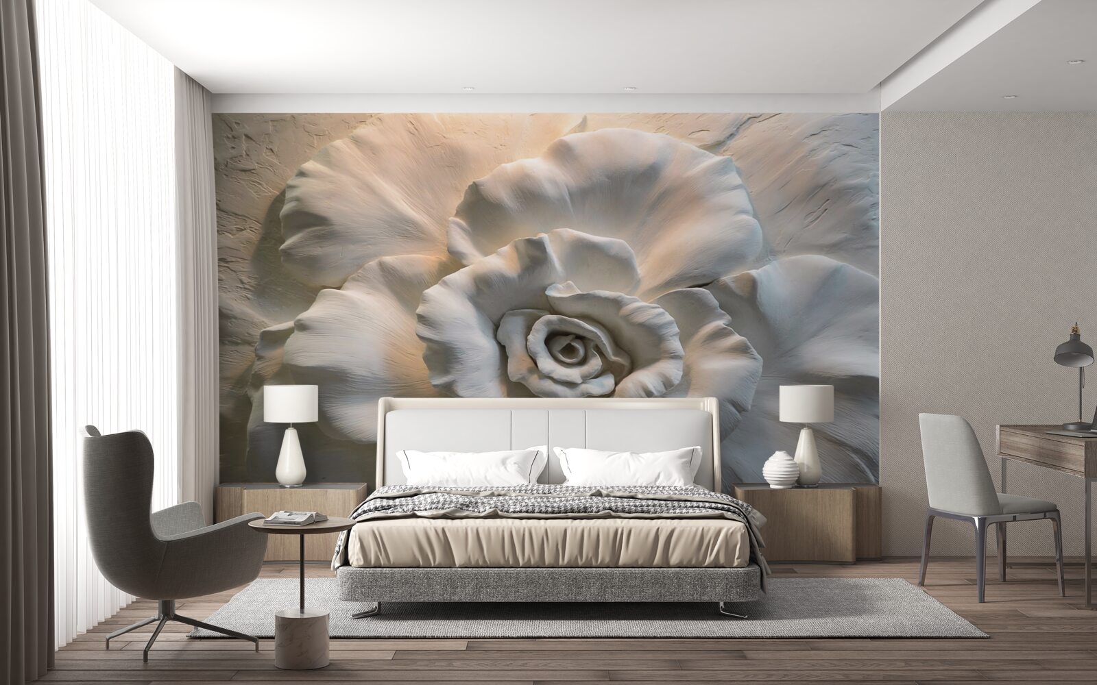 Fototapeta zblízka záber obrovskej bielej ruže