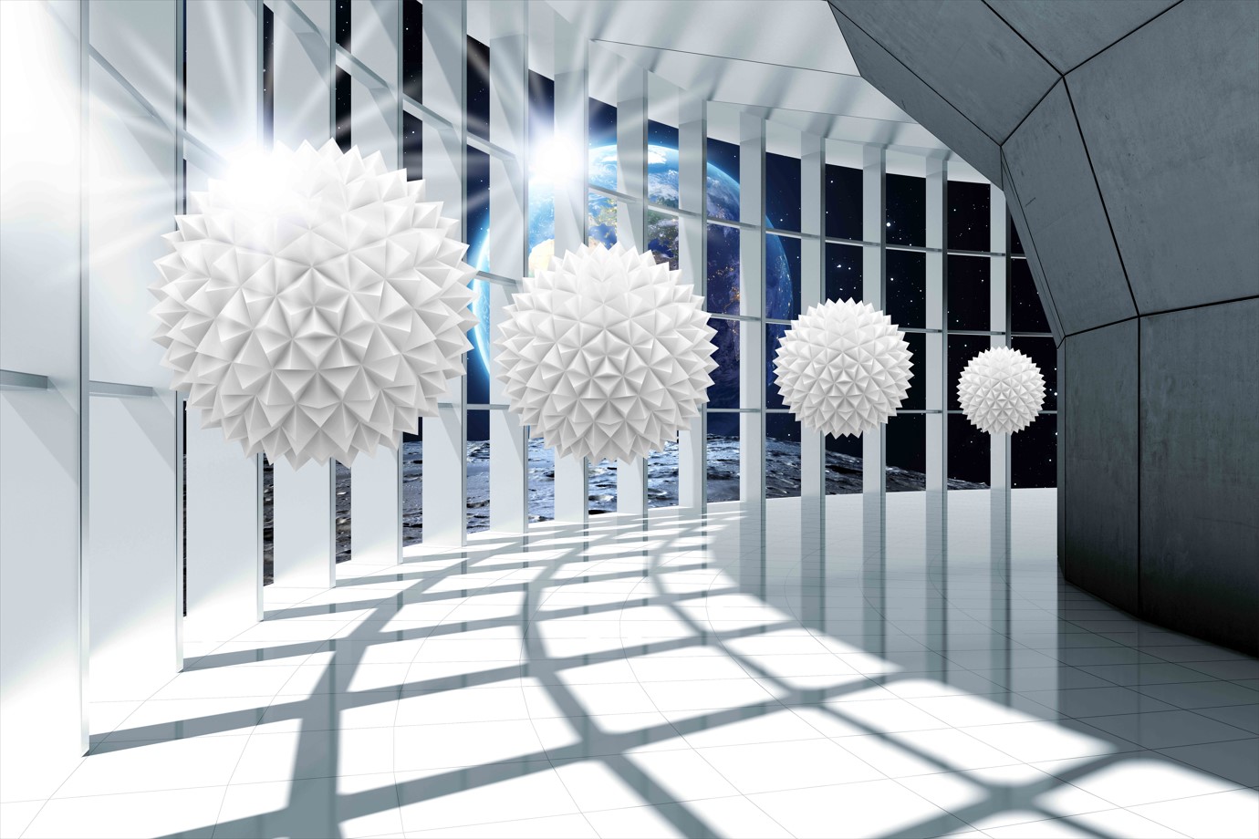 Fototapeta Zem na pozadí guľôčok klesajúcich do perspektívy