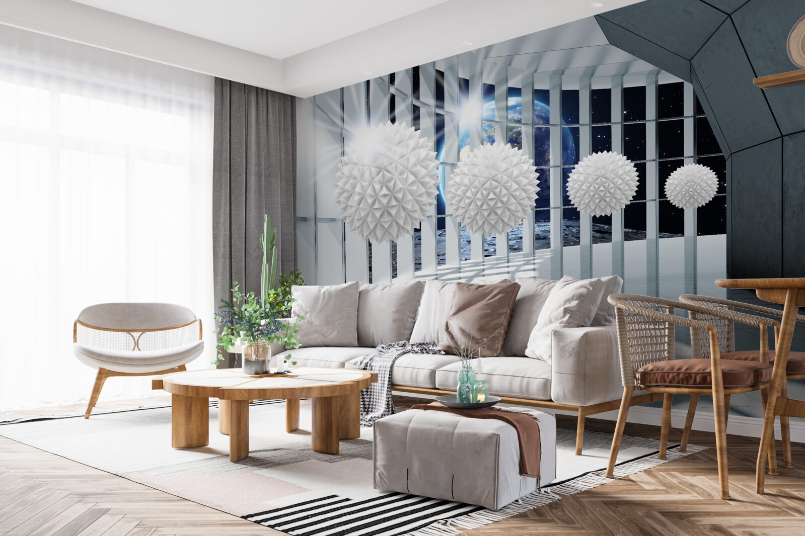 Fototapeta Zem na pozadí guľôčok klesajúcich do perspektívy