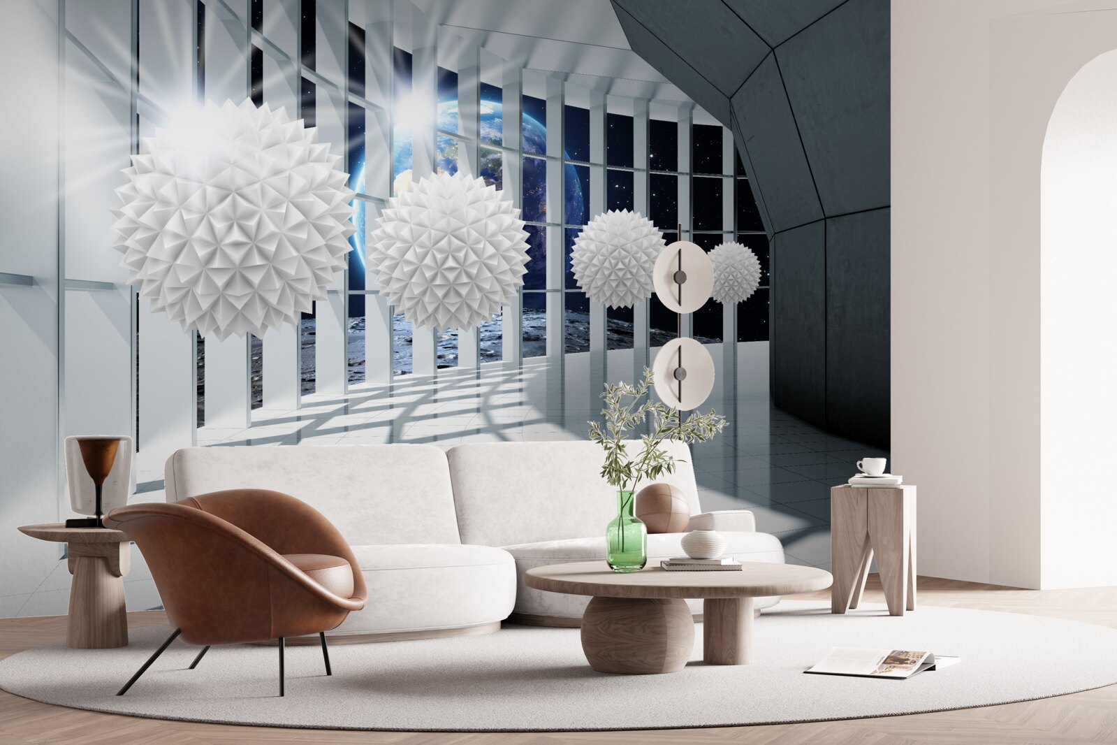 Fototapeta Zem na pozadí guľôčok klesajúcich do perspektívy