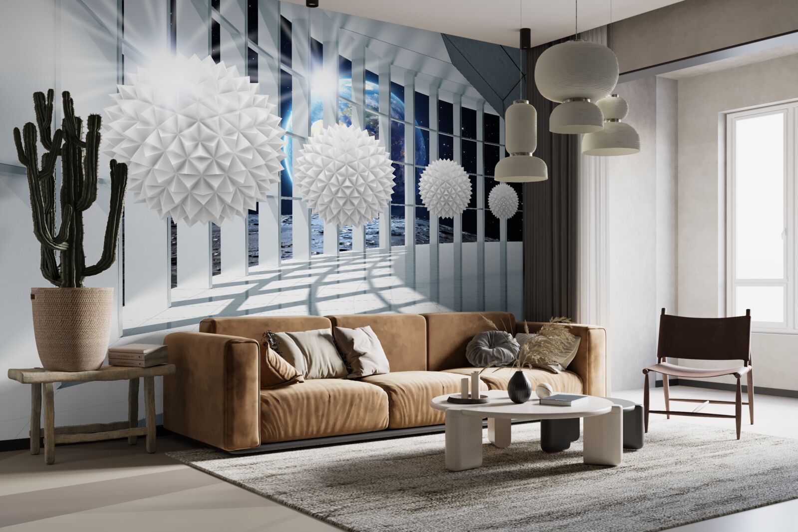 Fototapeta Zem na pozadí guľôčok klesajúcich do perspektívy