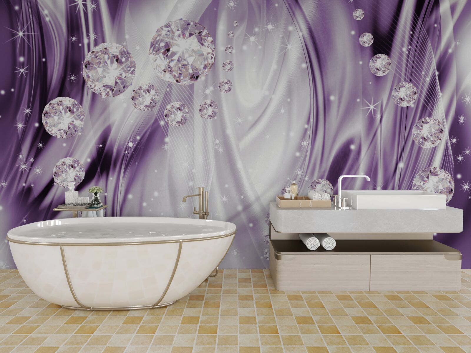 Fototapeta kamene na pozadí levanduľovej rovnosti