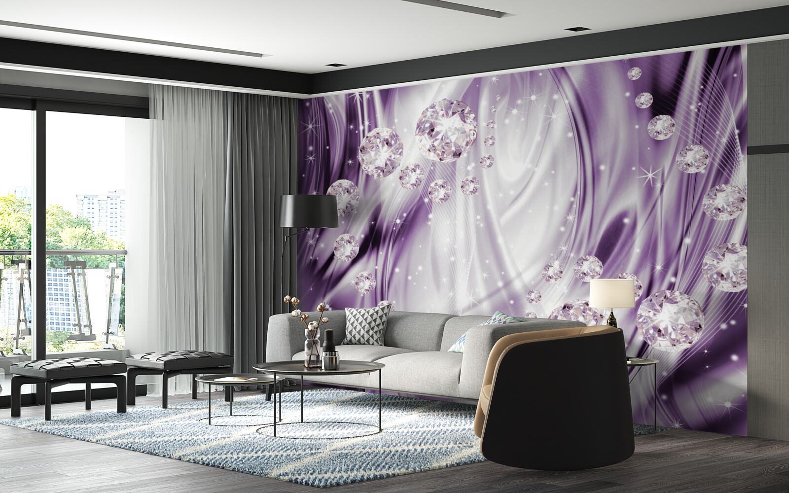 Fototapeta kamene na pozadí levanduľovej rovnosti