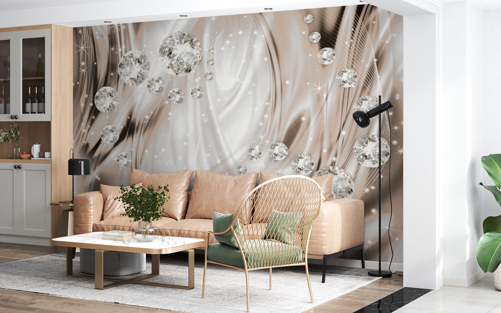 Fototapeta hnedý hodváb je zdobený drahými kameňmi