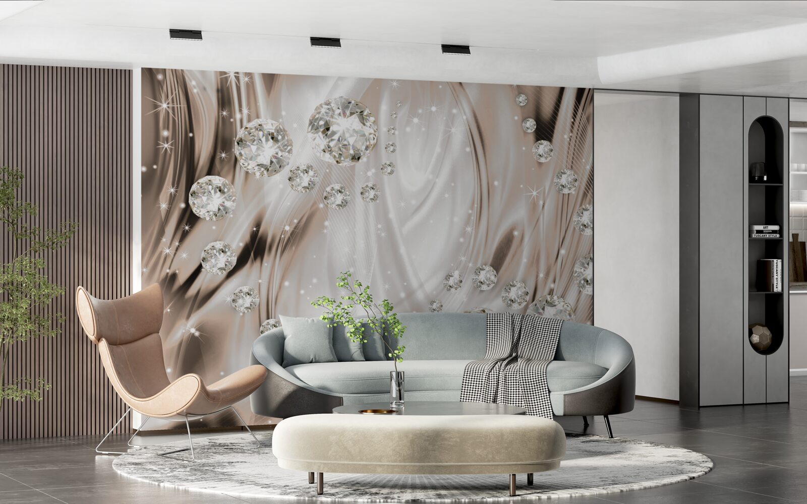 Fototapeta hnedý hodváb je zdobený drahými kameňmi