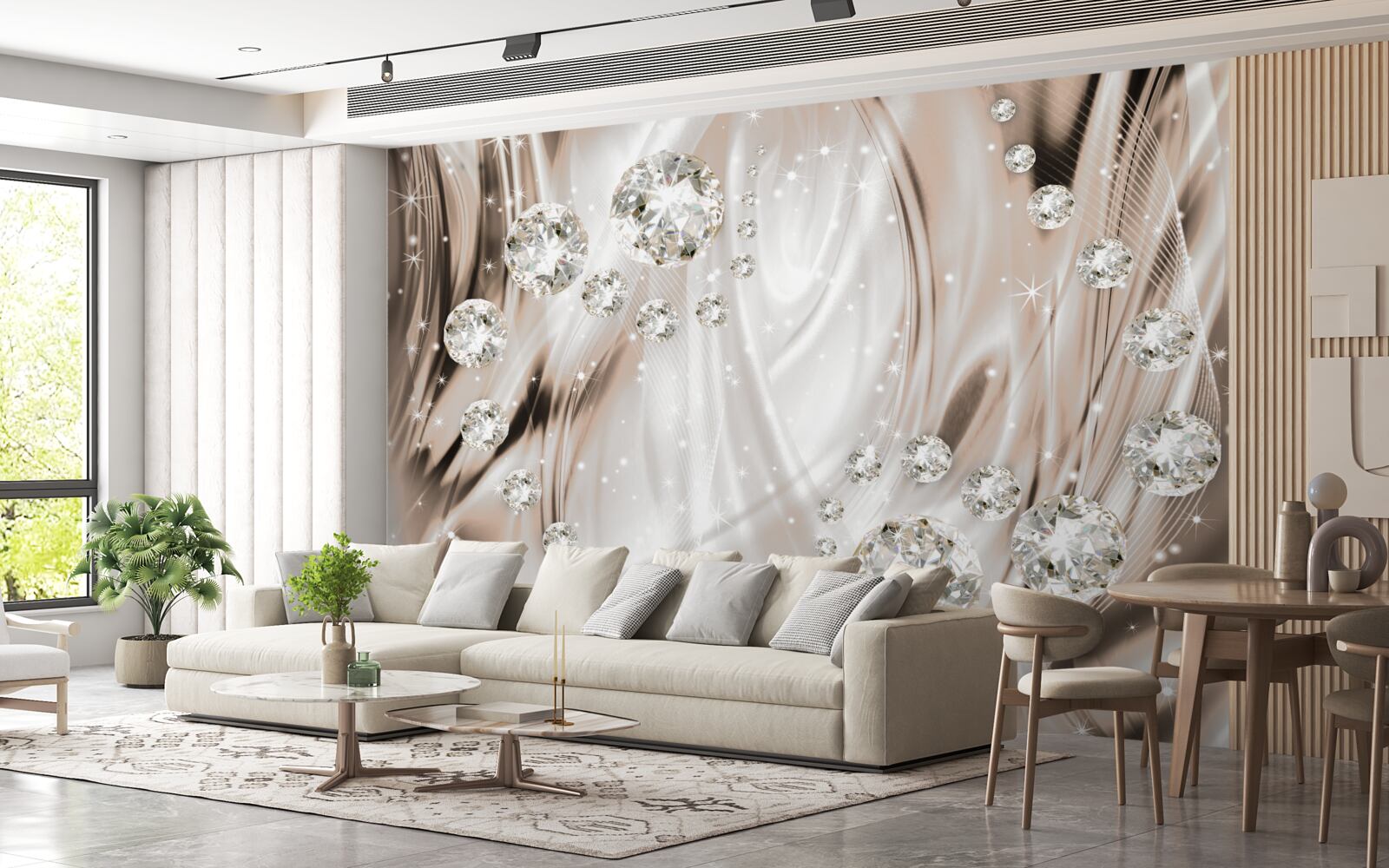 Fototapeta hnedý hodváb je zdobený drahými kameňmi