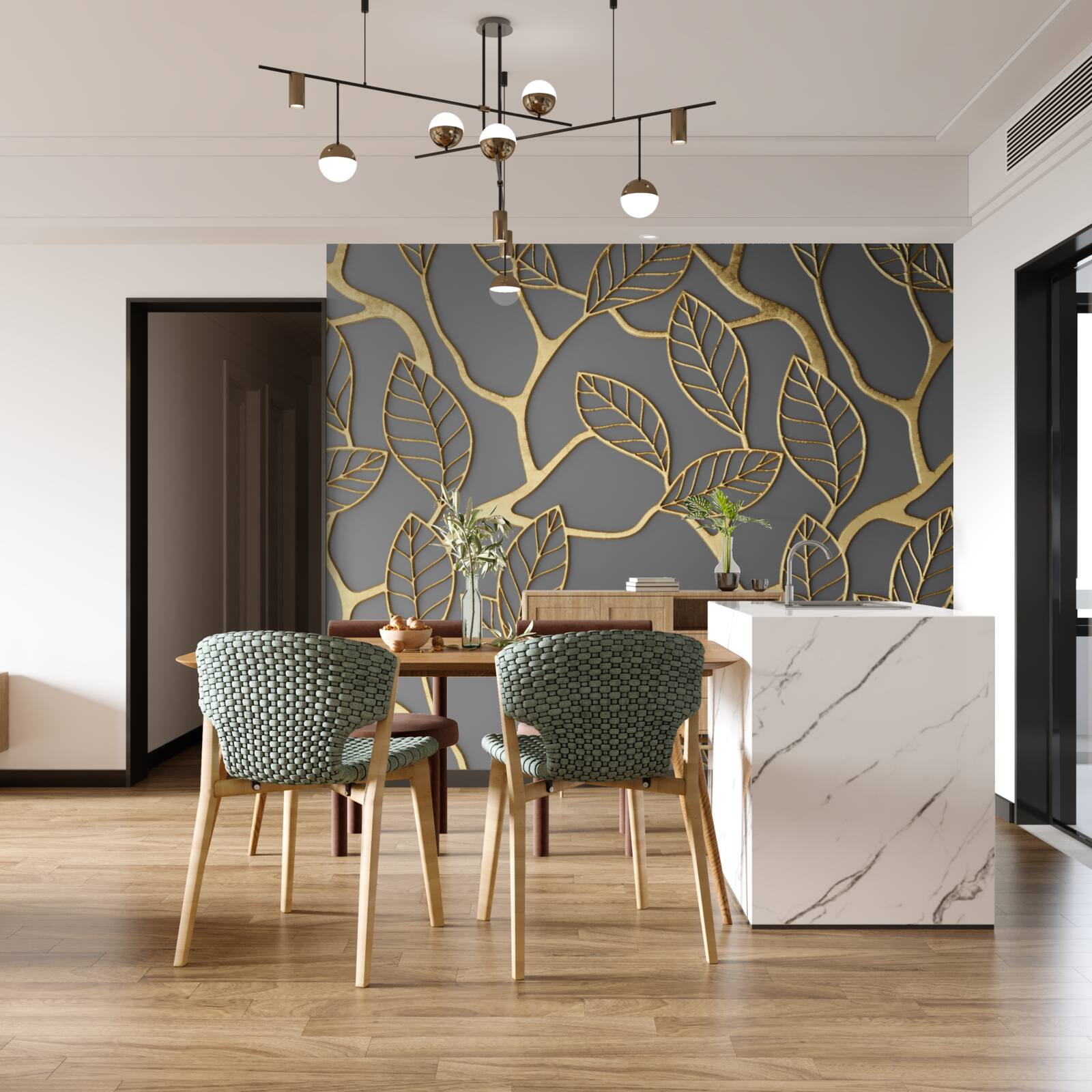 Fototapeta textúra konárov a listov s hnedým odtieňom