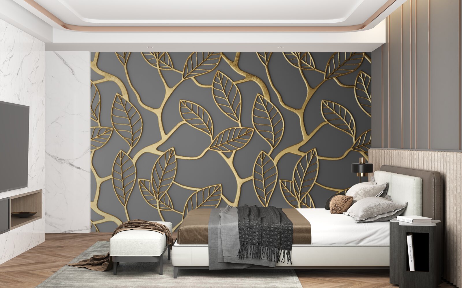 Fototapeta textúra konárov a listov s hnedým odtieňom