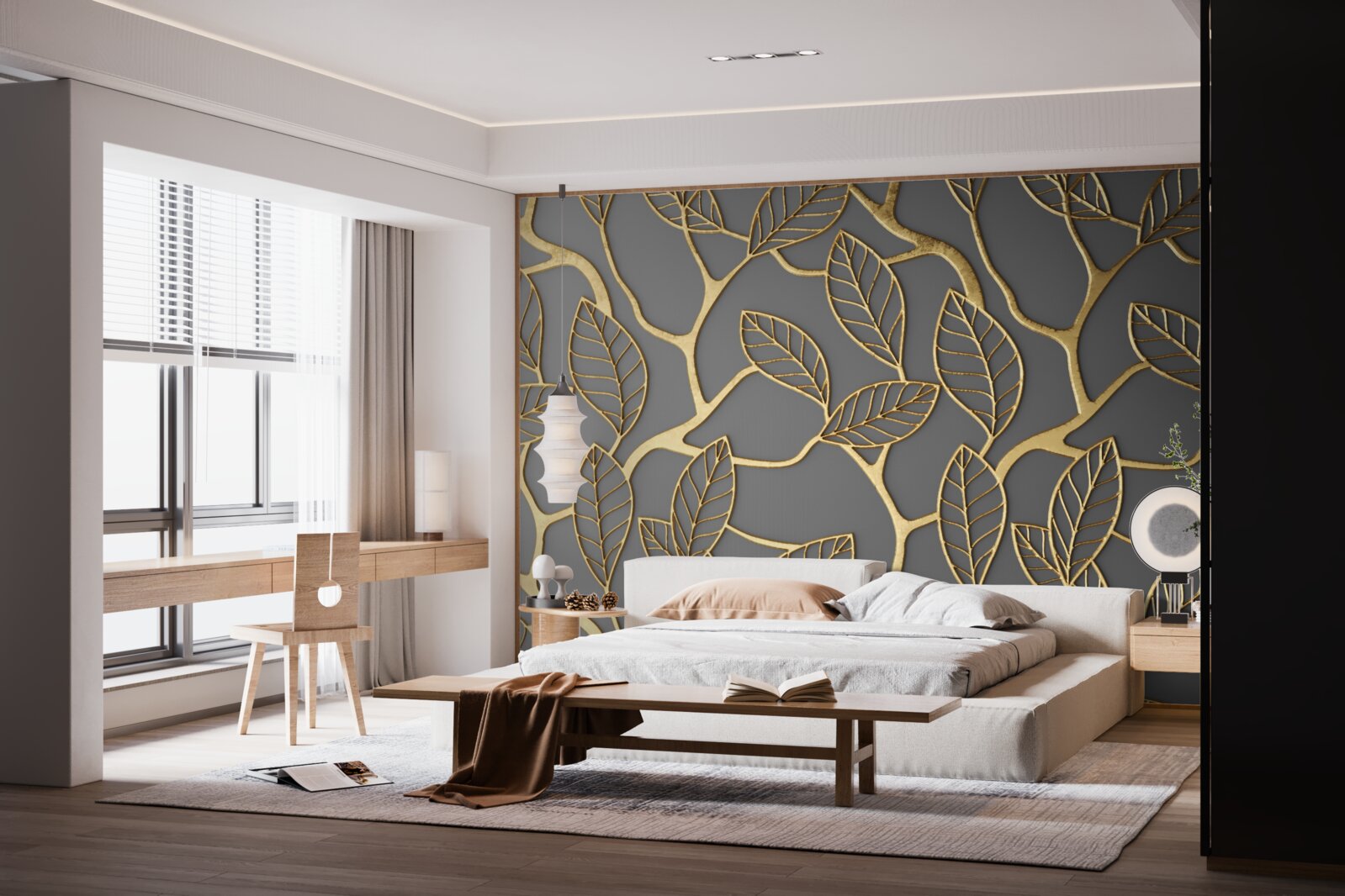 Fototapeta textúra konárov a listov s hnedým odtieňom