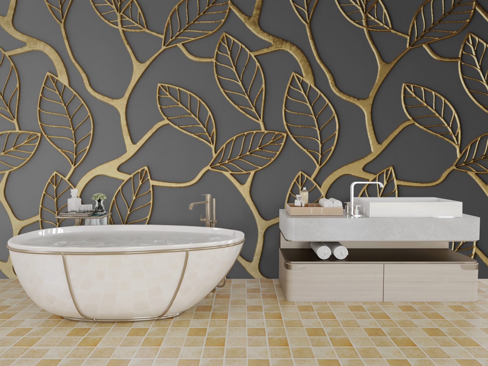 Fototapeta textúra konárov a listov s hnedým odtieňom