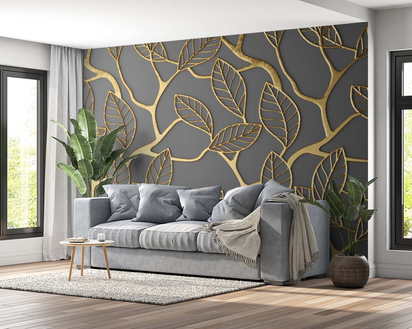 Fototapeta textúra konárov a listov s hnedým odtieňom