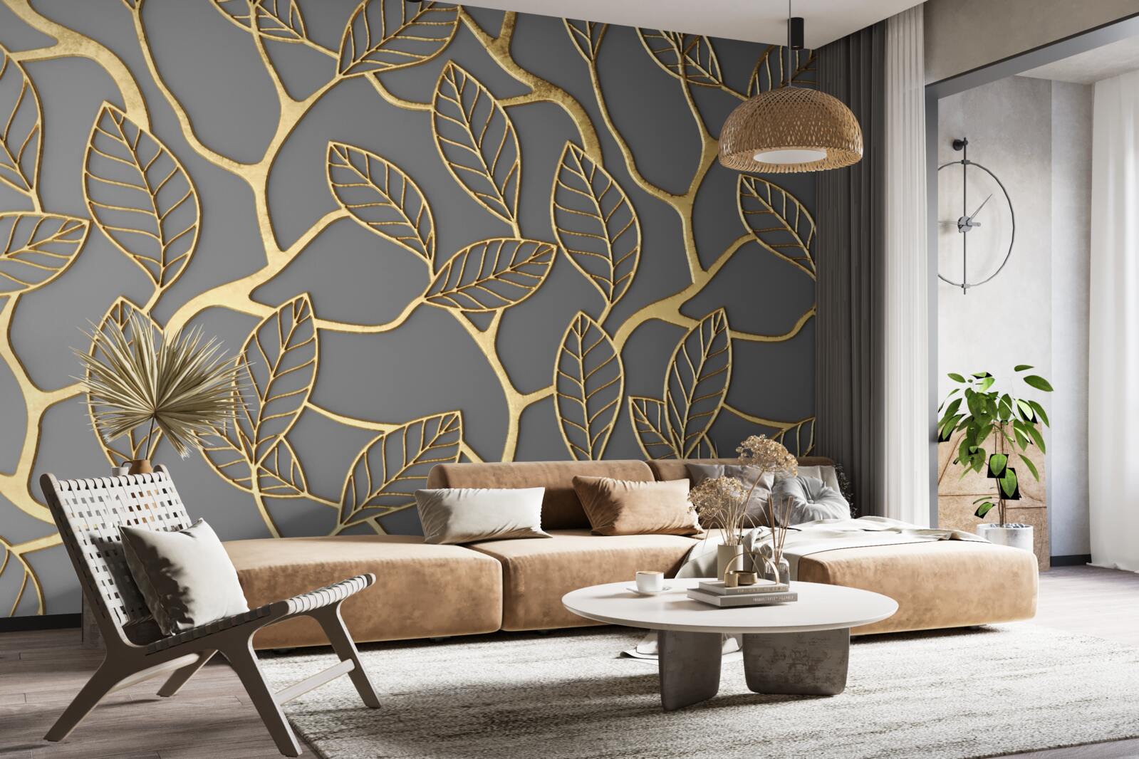 Fototapeta textúra konárov a listov s hnedým odtieňom