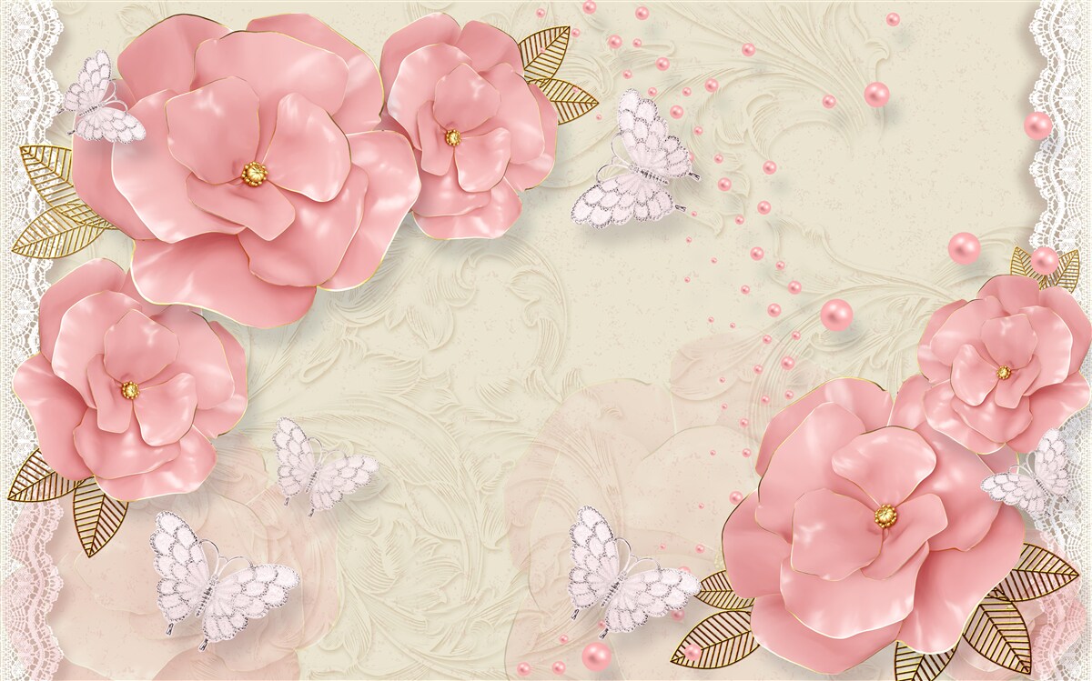 Fototapeta pôsobivé ružové púčiky a čisto biele nočné motýle