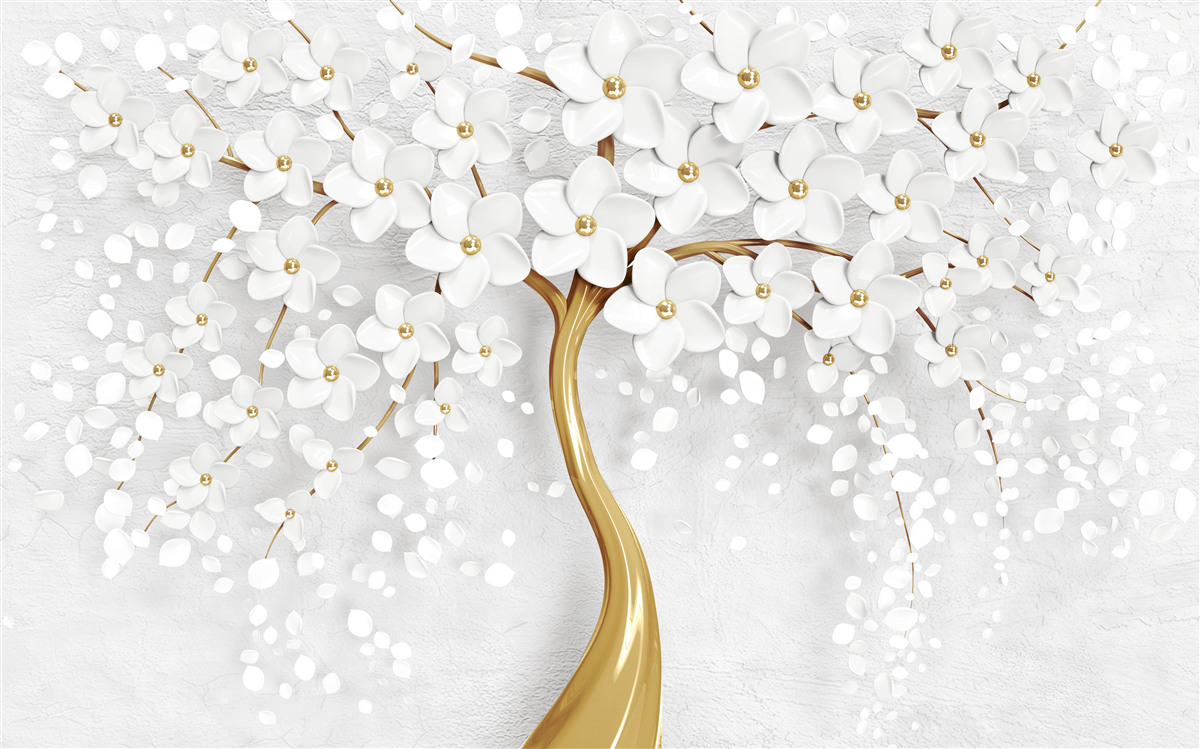 Fototapeta bielo kvitnúci strom s drobnými kvietkami