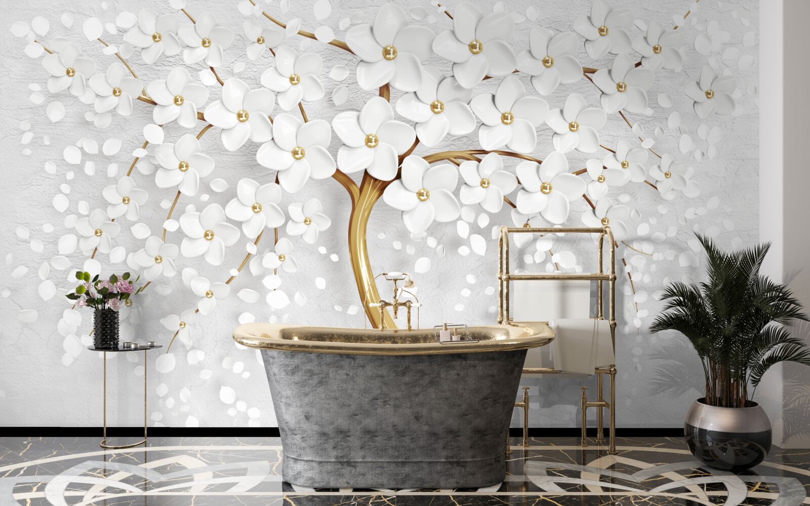 Fototapeta bielo kvitnúci strom s drobnými kvietkami