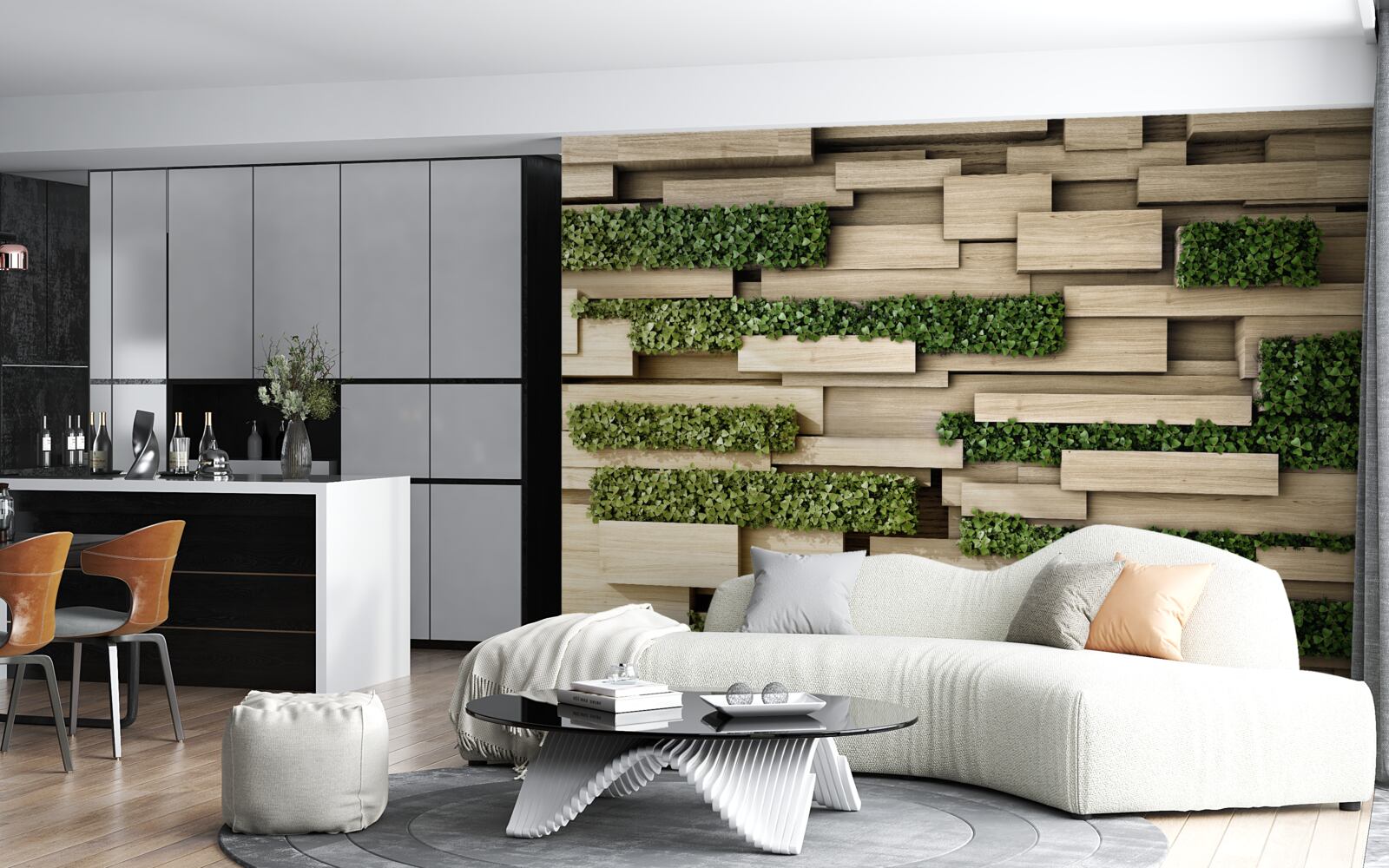 Fototapeta kamenná stena zdobená zelenými rastlinami