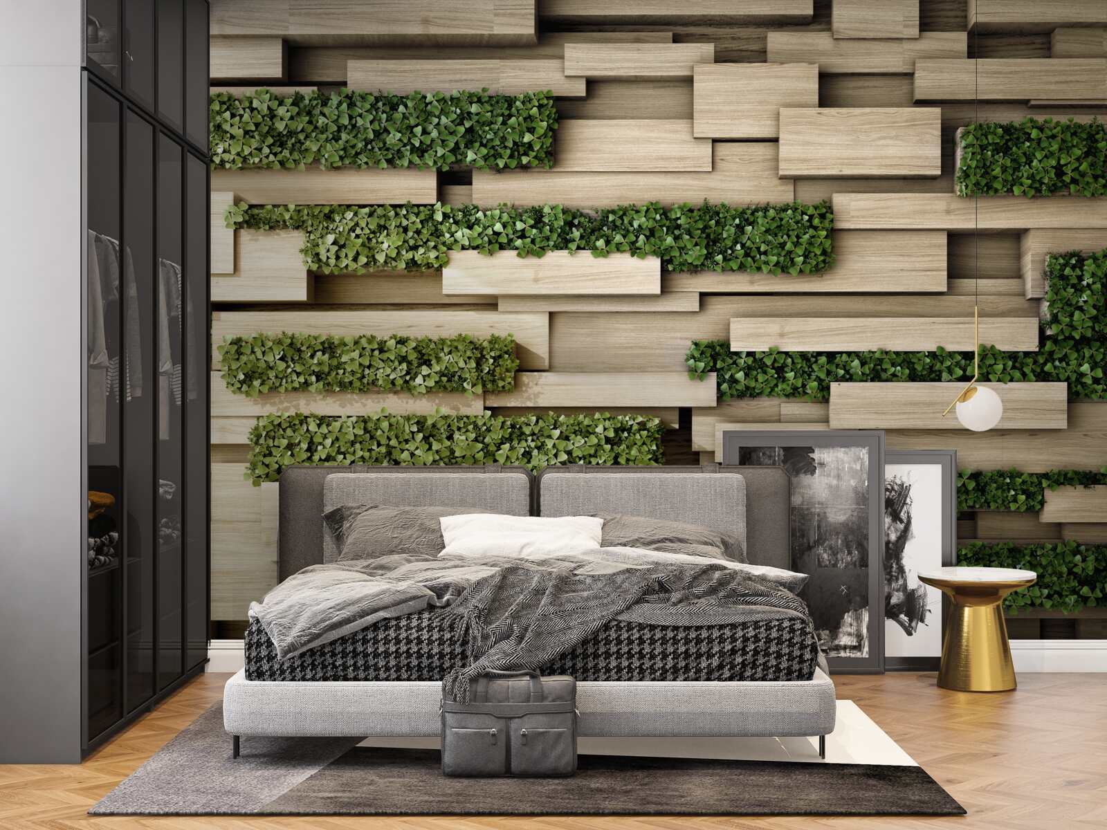 Fototapeta kamenná stena zdobená zelenými rastlinami