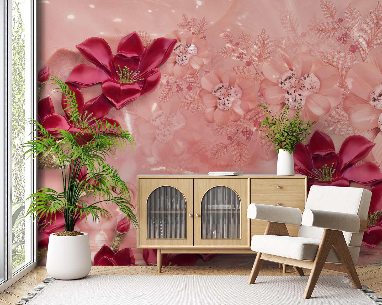 Fototapeta farby sú červené na ružovom hodvábe