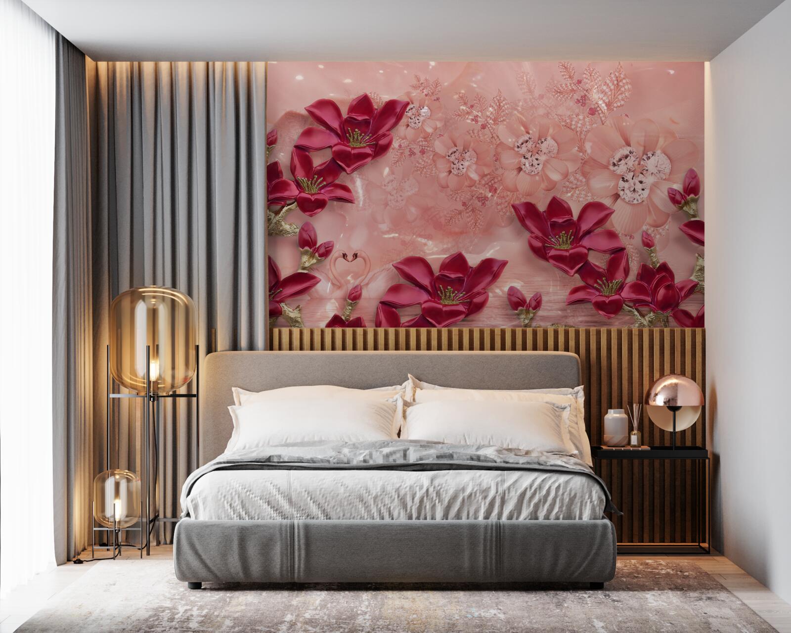 Fototapeta farby sú červené na ružovom hodvábe