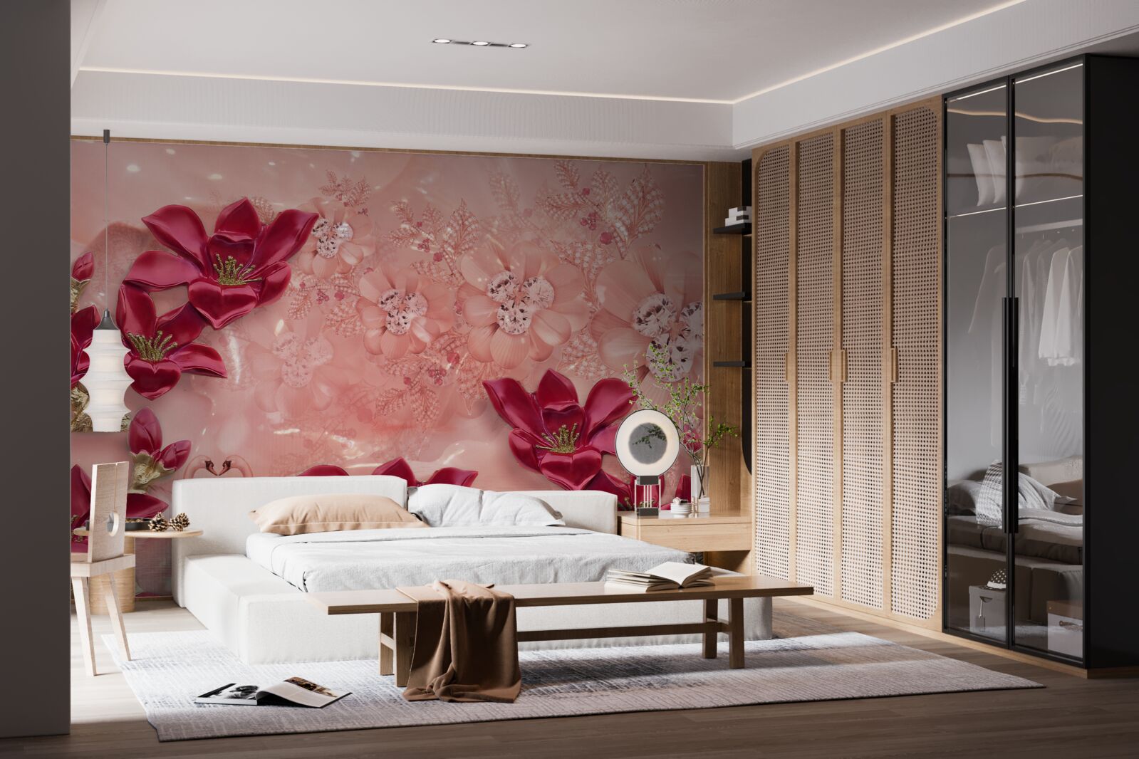 Fototapeta farby sú červené na ružovom hodvábe