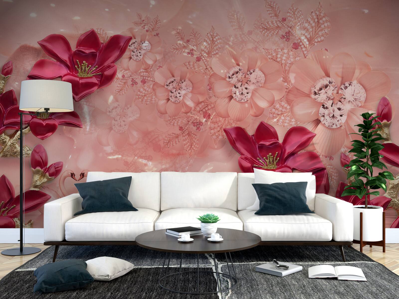 Fototapeta farby sú červené na ružovom hodvábe