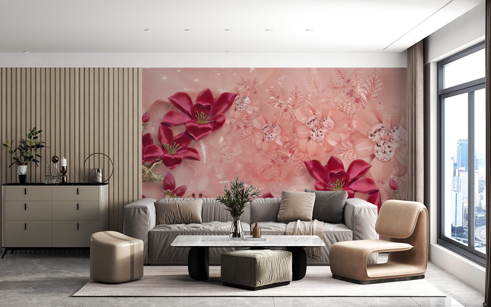 Fototapeta farby sú červené na ružovom hodvábe