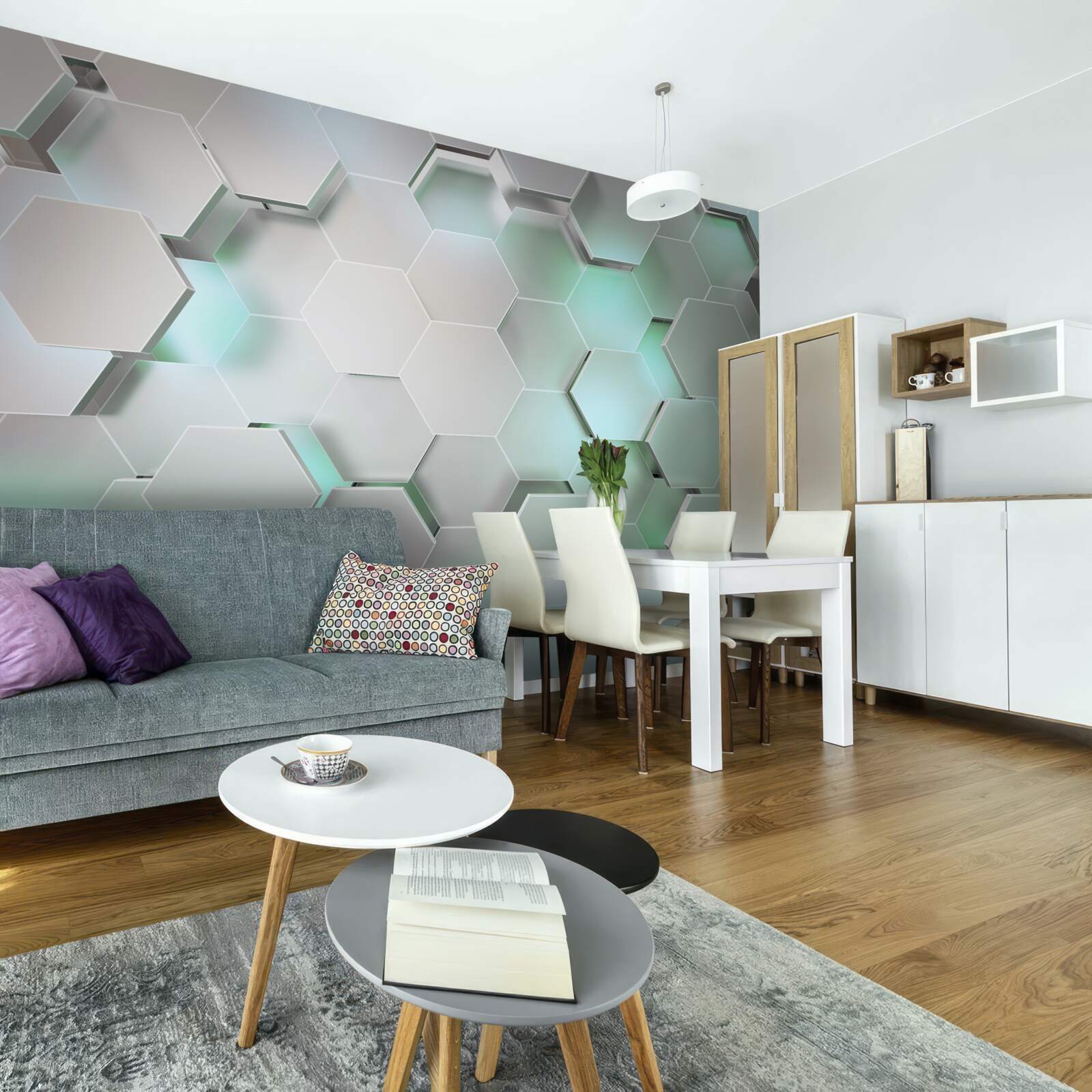 Fototapeta šesťhranné bunky so svetelným efektom