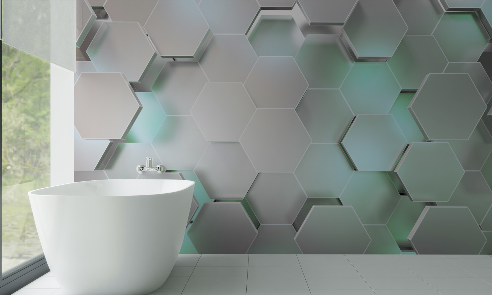 Fototapeta šesťhranné bunky so svetelným efektom