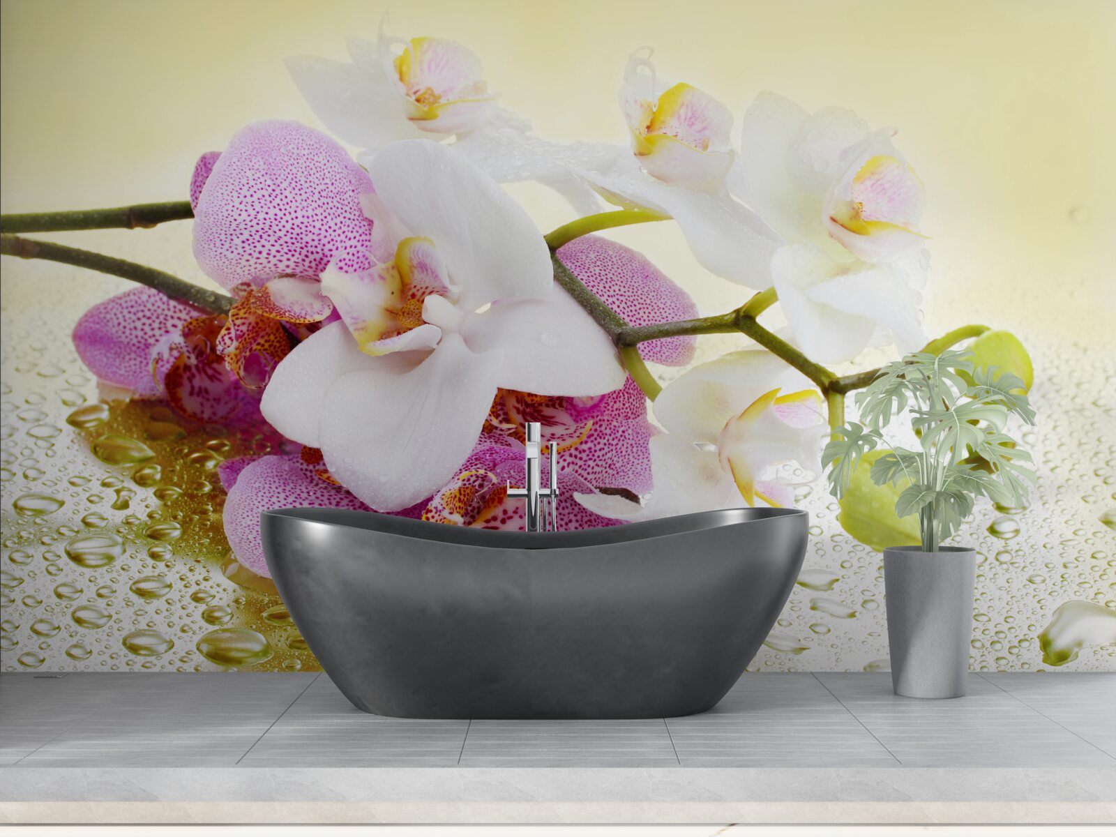 Fototapeta kvapky na konáre nádherných orchideí